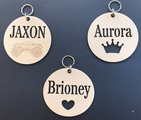 Bag tags personalised round