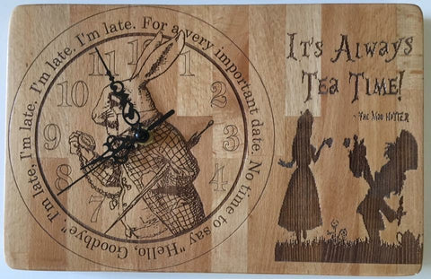 Alice in wonderland themed clock.