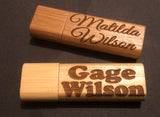 Name engraved bamboo 8GB USB