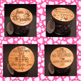 Valentine’s gifts!  Engraved chocolate jars